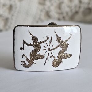 925 Sterling Silver White Enamel Siam Buckle
